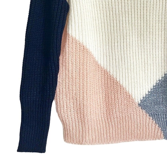 Acoté Ecru Multicolor Colorblock Alpaca Crewneck Pullover Sweater Sz 1 NWT $198 - Picture 8 of 13